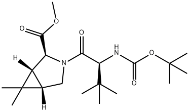 (1R,2S,5S)-3-((2S)-2-叔丁氧羰基氨基-3,3-二甲基-1-氧代丁基)-6,6-二甲基-3-氮杂双环[3.1.0]己烷-2-羧酸甲酯, 394735-26-3, 结构式
