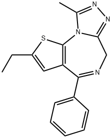 2-ethyl-9-Methyl-4-phenyl-6H-thieno[3,2-f][1,2,4]triazolo[4,3-a][1,4]diazepine, 40054-73-7, 结构式
