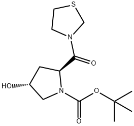 (2S,4R)-4-羟基-2-(3-噻唑烷基羰基)-1-吡咯烷羧酸叔丁酯 结构式