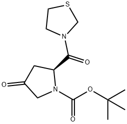 (2S)-4-Oxo-2-(3-thiazolidinylcarbonyl)-1-pyrrolidinecarboxylic acid tert-butyl ester Structure