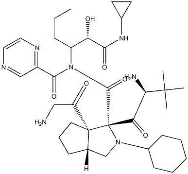 (1S,3AR,6AS)-(2S)-2-环己基-N-(2-吡嗪基羰基)甘氨酰-3-甲基-L-缬氨酰-N-[(1S)-1-[2-(环丙基氨基)-1-羟基-2-氧代乙基]丁基]八氢环戊并[C]吡咯-1-甲酰胺, 402959-36-8, 结构式