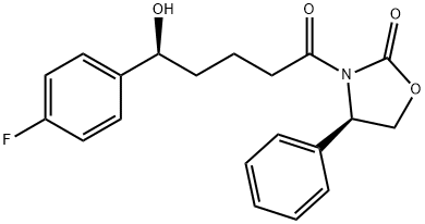 (R)-3-((S)-5-(4-fluorophenyl)-5-hydroxypentanoyl)-4-phenyloxazolidin-2-one Struktur