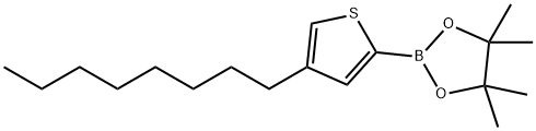 4-n-オクチル-2-(4,4,5,5-テトラメチル-1,3,2-ジオキサボロラン-2-イル)チオフェン 化学構造式