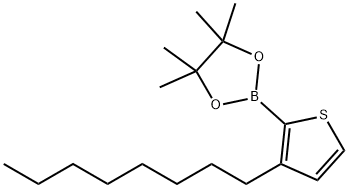 3-n-オクチル-2-(4,4,5,5-テトラメチル-1,3,2-ジオキサボロラン-2-イル)チオフェン 化学構造式