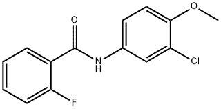 N-(3-クロロ-4-メトキシフェニル)-2-フルオロベンズアミド 化学構造式