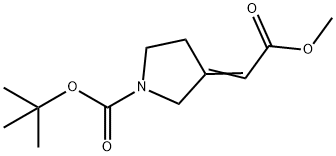 (Z)-叔丁基3-(2-甲氧基-2-氧代亚乙基)吡咯烷-1-羧酸酯, 441773-67-7, 结构式