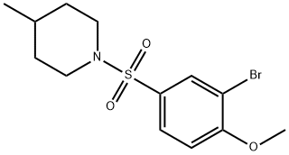 1-((3-ブロモ-4-メトキシフェニル)スルホニル)-4-メチルピペリジン 化学構造式