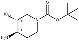 1-Piperidinecarboxylic acid, 4-amino-3-hydroxy-, 1,1-dimethylethyl ester, (3R,4R)-rel- Structure
