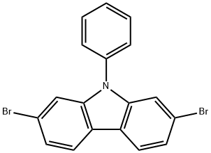 2,7-ジブロモ-9-フェニルカルバゾール 化学構造式