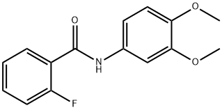 2-フルオロ-N-(3,4-ジメトキシフェニル)ベンズアミド 化学構造式