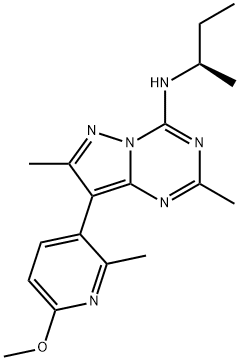 8-(6-甲氧基-2-甲基-3-吡啶基)-2,7-二甲基-N-[(1R)-1-甲基丙基]吡唑并[1,5-A]-1,3,5-三嗪-4-胺, 459856-18-9, 结构式
