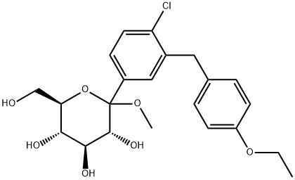 甲基-1-C-[4-氯-3-[(4-乙氧苯基)甲基]苯基]-D-吡喃葡萄糖苷, 461432-24-6, 结构式