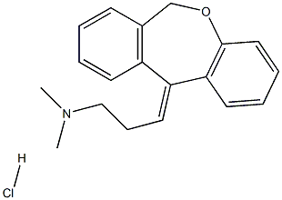 N,N-ジメチル-3-[[(E)-6,11-ジヒドロジベンゾ[b,e]オキセピン]-11-イリデン]プロピルアミン·塩酸塩 化学構造式