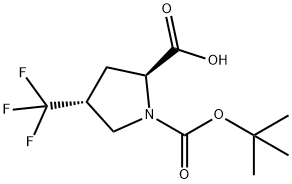 (2S,4R)-1-(叔丁氧基羰基)-4-(三氟甲基)吡咯烷-2-羧酸 结构式