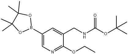 氨基甲酸,[[2-乙氧基-5-(4,4,5,5-四甲基-1,3,2-二氧杂环戊硼烷-2-基)-3-吡啶基]甲基],1,1-二甲基乙酯,478375-33-6,结构式