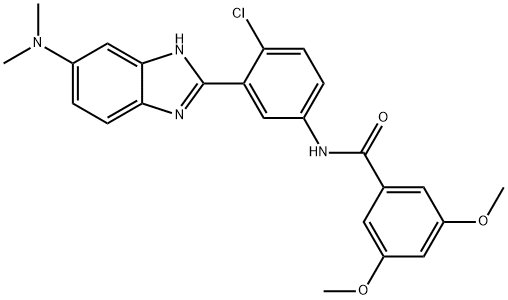 N-[4-氯-3-[5-(二甲基氨基)-1H-苯并咪唑-2-基]苯基]-3,5-二甲氧基苯甲酰胺, 496794-70-8, 结构式
