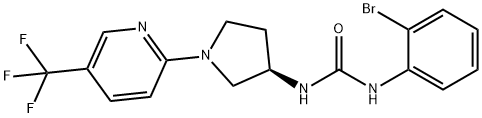 1-(2-ブロモフェニル)-3-[(3S)-1-[5-(トリフルオロメチル)-2-ピリジル]-3-ピロリジニル]尿素 化学構造式