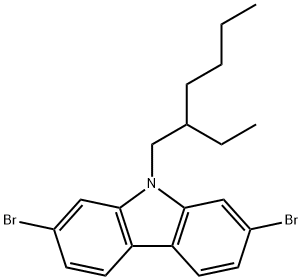 2,7-ジブロモ-9-(2-エチルヘキシル)カルバゾール 化学構造式