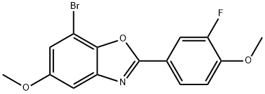 7-溴-2-(3-氟-4-甲氧基苯基)-5-甲基-1,3-苯并恶唑, 544704-75-8, 结构式