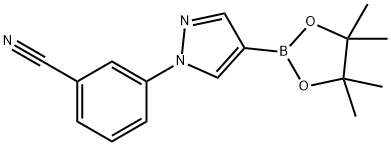 3-(4-(4,4,5,5-四甲基-1,3,2-二氧硼杂环戊烷-2-基)-1H-吡唑-1-基)苯腈 结构式