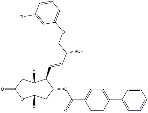 [1,1'-联苯]-4-羧酸,4-[4-(3-氯苯氧基)-3-羟基-1-丁烯基]六氢-2-氧代-2H-环戊并[B]呋喃-5-基酯,[3AR-[3A,4(1E,3R*),5,6A]]-(...),54713-44-9,结构式