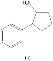 2-フェニルシクロペンタンアミン·塩酸塩 化学構造式