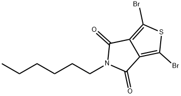 1,3-ジブロモ-5-ヘキシル-4H-チエノ[3,4-C]ピロール-4,6(5H)-ジオン 化学構造式