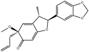 (2S)-2α-(1,3-Benzodioxole-5-yl)-3β-methyl-5α-methoxy-5-allyl-2,3,5,6-tetrahydrobenzofuran-6-one Struktur