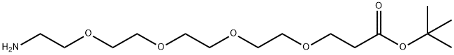1-アミノ-3,6,9,12-テトラオキサペンタデカン-15-酸 tert-ブチル 化学構造式