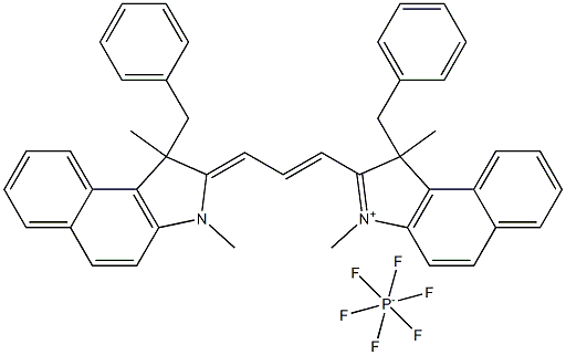 2-[3-[1,3-Dihydro-1,3-dimethyl-1-(phenylmethyl)-2H-benz[e]indol-2-ylidene]-1-propen-1-yl]-1,3-dimethyl-1-(phenylmethyl)-1H-benz[e]indolium hexafluorophosphate(1-) (1:1) Structure