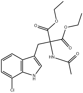 2-乙酰氨基-2 - ((7-氯-1H-吲哚-3-基)甲基)丙二酸二乙酯,582319-05-9,结构式