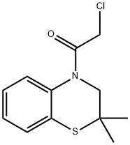 2-クロロ-1-(2,2-ジメチル-2H-ベンゾ[B][1,4]チアジン-4(3H)-イル)エタノン 化学構造式