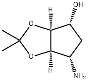 (3AS,4R,6S,6AR)-6-氨基四氢-2,2-二甲基-4H-环戊烯并-1,3-二氧杂环戊烷-4-醇 结构式