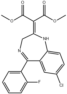[7-Chloro-5-(2-fluorophenyl)-1,3-dihydro-2H-1,4-benzodiazepin-2-ylidene]propanedioic Acid DiMethyl Ester, 59468-39-2, 结构式