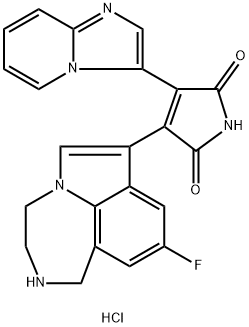 3-(9-氟-1,2,3,4-四氢吡咯并[3,2,1-JK][1,4]苯并二氮杂卓-7-基)-4-咪唑并[1,2-A]吡啶-3-基-1H-吡咯-2,5-二酮单盐酸盐, 603272-51-1, 结构式