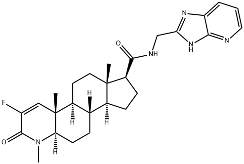 2-フルオロ-3-オキソ-4-メチル-N-[1H-イミダゾ[4,5-b]ピリジン-2-イルメチル]-4-アザ-5α-アンドロスタ-1-エン-17β-カルボアミド 化学構造式