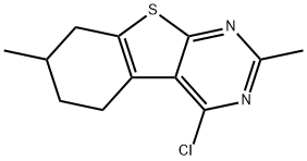 4-クロロ-2,7-ジメチル-5,6,7,8-テトラヒドロベンゾ[B]チエノ[2,3-D]ピリミジン 化学構造式
