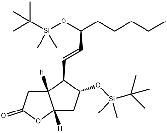 (3aR,4R,5R,6aS)-5-[[(1,1-DiMethylethyl)diMethylsilyl]oxy]-4-[(1E,3S)-3-[[(1,1-diMethylethyl)diMethylsilyl]oxy]-1-octen-1-yl]hexahydro-2H-cyclopenta[b]furan-2-one Struktur