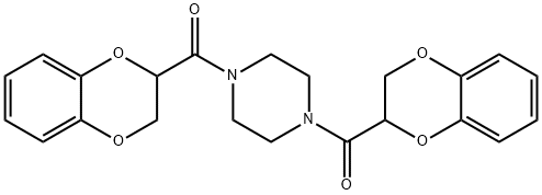 Doxazosin Related Compound F (15 mg) (N,N'-bis(1,4-benzodioxane-2-carbonyl)piperazine) Structure