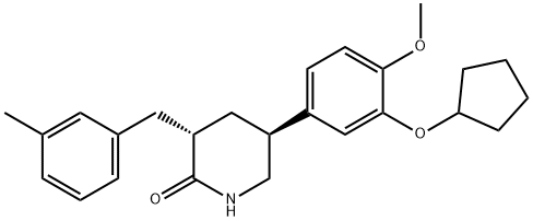 2-Piperidinone, 5-[3-(cyclopentyloxy)-4-Methoxyphenyl]-3-[(3-Methylphenyl)Methyl]-, (3S,5S)- Structure