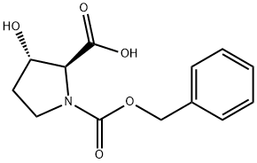 (2S,3S)-1-[(ベンジルオキシ)カルボニル]-3-ヒドロキシピロリジン-2-カルボン酸 化学構造式