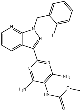 N-[4,6-二氨基-2-[1-[(2-氟苯基)甲基]-1H-吡唑并[3,4-B]吡啶-3-基]-5-嘧啶]-氨基甲酸甲酯, 625115-52-8, 结构式
