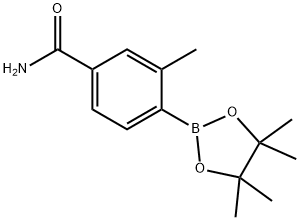 3-METHYL-4-(4,4,5,5-TETRAMETHYL-1,3,2-DIOXABOROLAN-2-YL)BENZAMIDE, 631911-09-6, 结构式