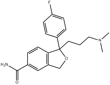 1-[3-(DIMETHYLAMINO)PROPYL]-1-(4-FLUOROPHENYL)-1,3-DIHYDRO-5-ISOBENZOFURANCARBOXAMIDE Struktur