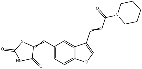 5-[3-(3-Oxo-3-piperidin-1-yl-propenyl)-benzofuran-5-ylMethylene]-thiazolidine-2,4-dione Struktur