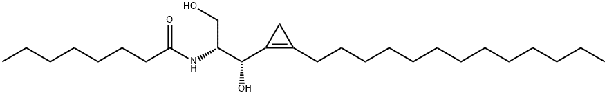 N-[(1S,2R)-1-(ヒドロキシメチル)-2-ヒドロキシ-2-(2-トリデシル-1-シクロプロペニル)エチル]オクタンアミド 化学構造式