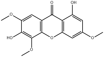 1,6-ジヒドロキシ-3,5,7-トリメトキシキサントン 化学構造式
