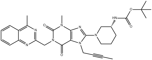 Tert-butyl((3s)-1-(7-(but-2-yn-1-yl)-3-Methyl-1-((4-Methylquinazolin-2-yl)Methyl)-2,6-dioxo-2,3,4,5,6,7-hexahydro-1h-purin-8-yl)piperidin-3-yl)carbaMate Structure