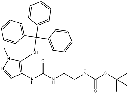 N-[2-[[[[1-Methyl-5-[(triphenylmethyl)amino]-1H-pyrazol-4-yl]amino]carbonyl]amino]ethyl]carbamic acid tert-butyl ester Struktur