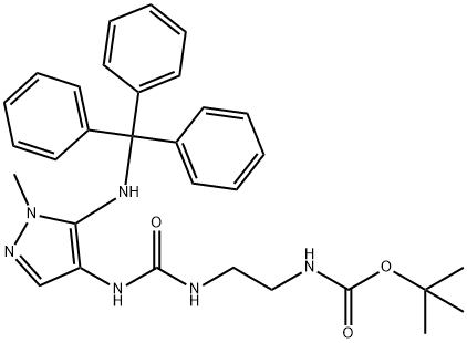 N-[2-[[[[1-Methyl-5-[(triphenylmethyl)amino]-1H-pyrazol-4-yl]amino]carbonyl]amino]ethyl]carbamic acid tert-butyl ester Structure